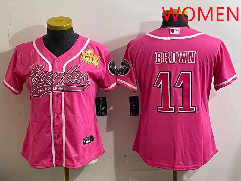 Women Philadelphia Eagles #11 Brown Pink Jointly Name 2025 Nike Limited NFL Jersey style 6->women nfl jersey->Women Jersey